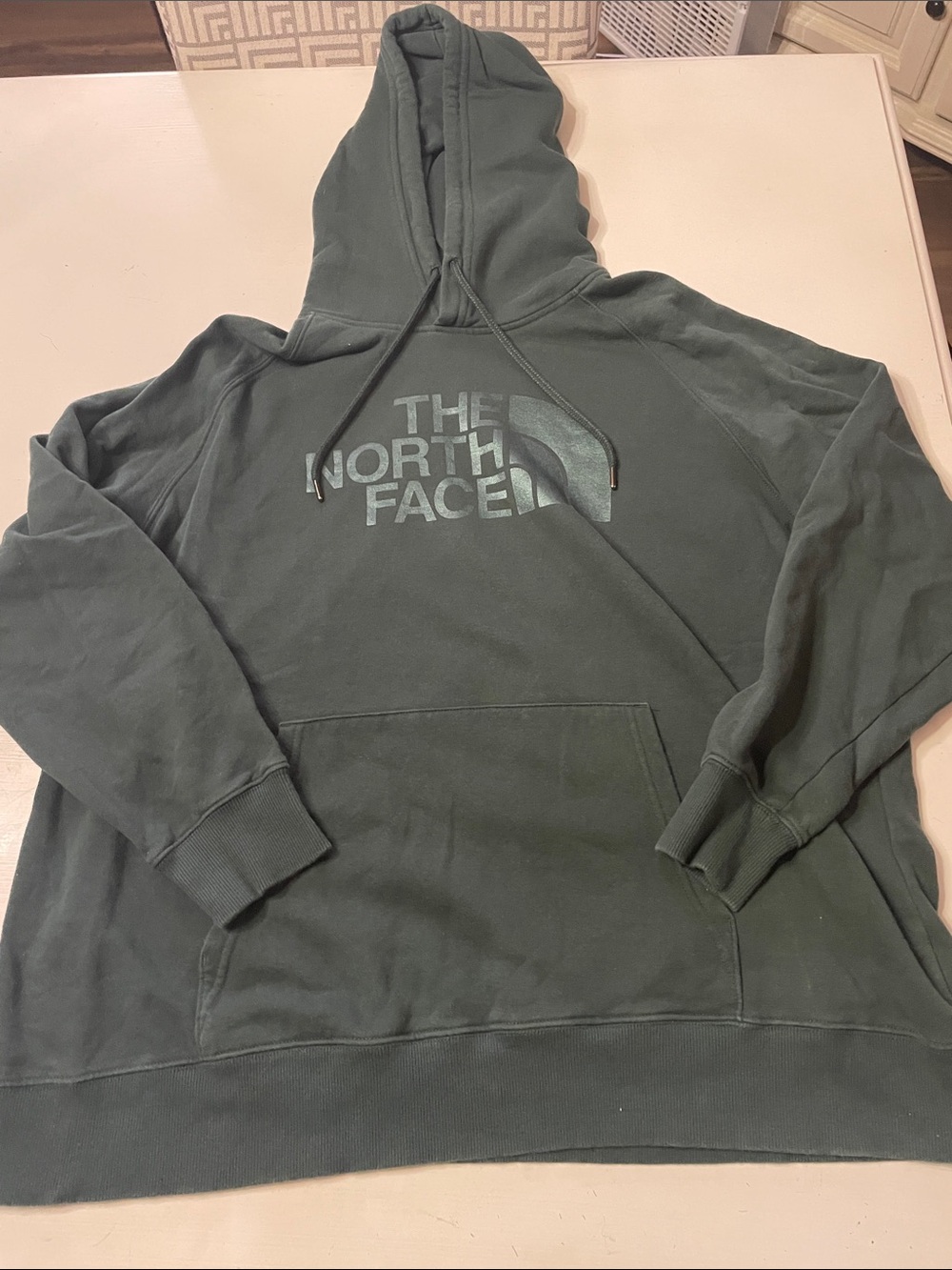 The North Face green big logo hoodie women’s XXL